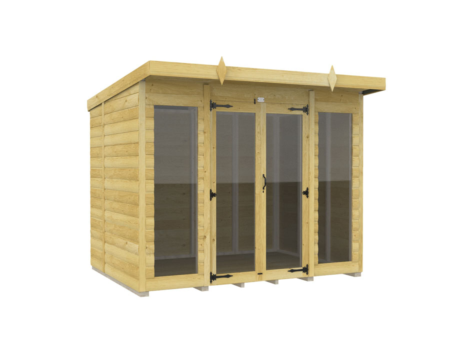 8ft x 6ft Pent Summer House Loglap (Full Height Window)