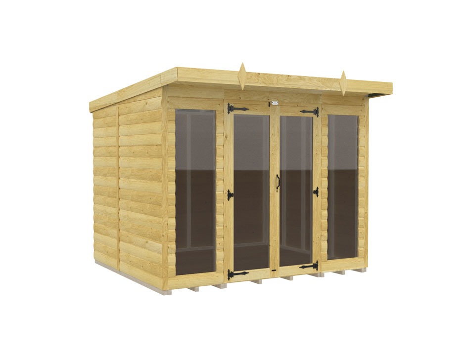 8ft x 7ft Pent Summer House Loglap (Full Height Window)