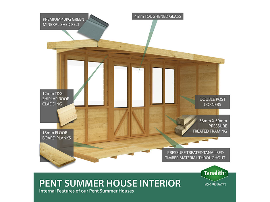 10ft x 5ft Pent Summer House Loglap