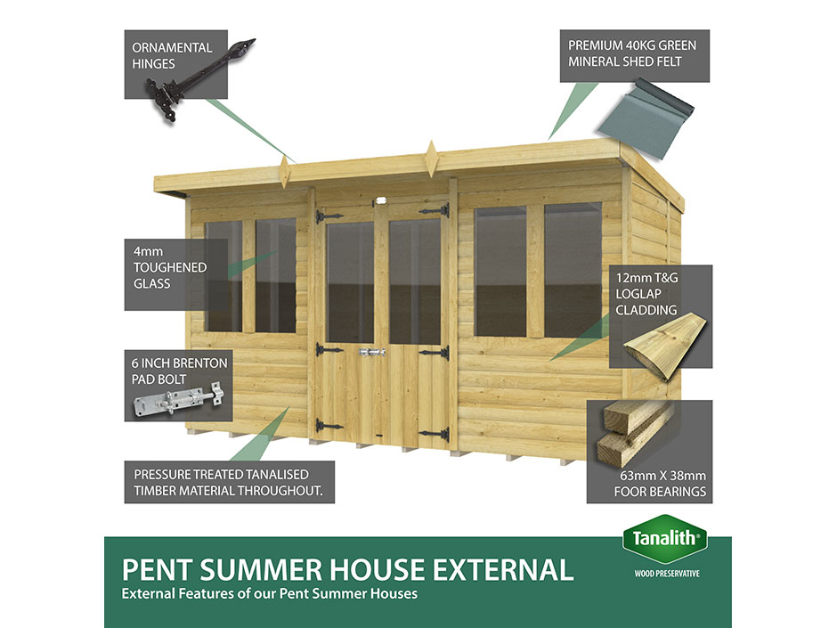 14ft x 4ft Pent Summer House Loglap