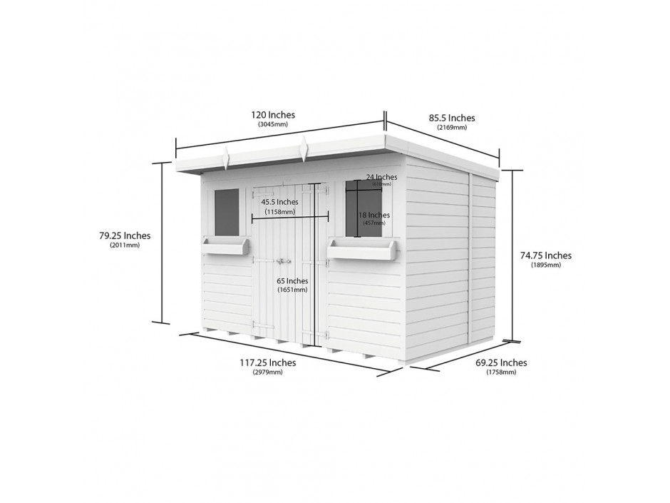 F&F 10ft x 6ft Pent Summer Shed