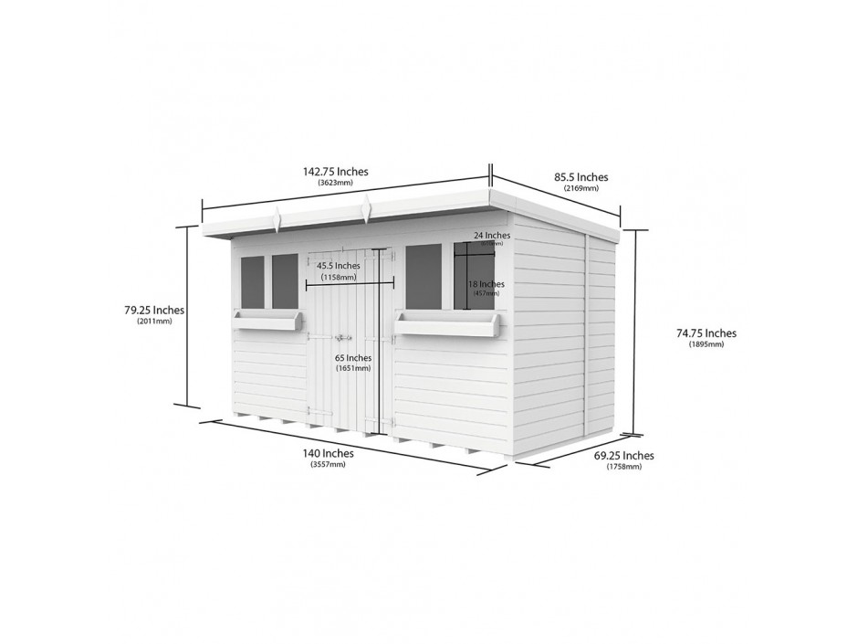 F&F 12ft x 6ft Pent Summer Shed