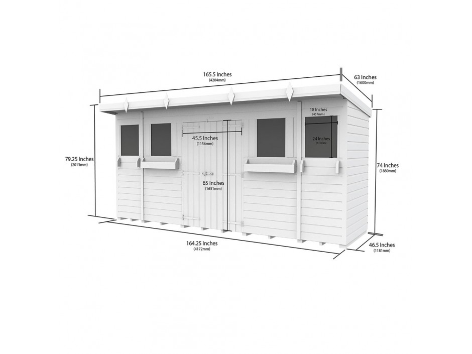 F&F 14ft x 4ft Pent Summer Shed