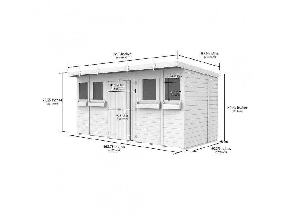 F&F 14ft x 6ft Pent Summer Shed