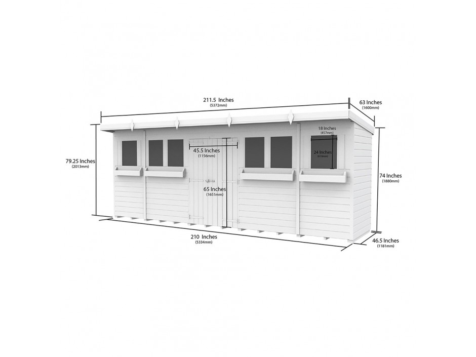 F&F 18ft x 4ft Pent Summer Shed