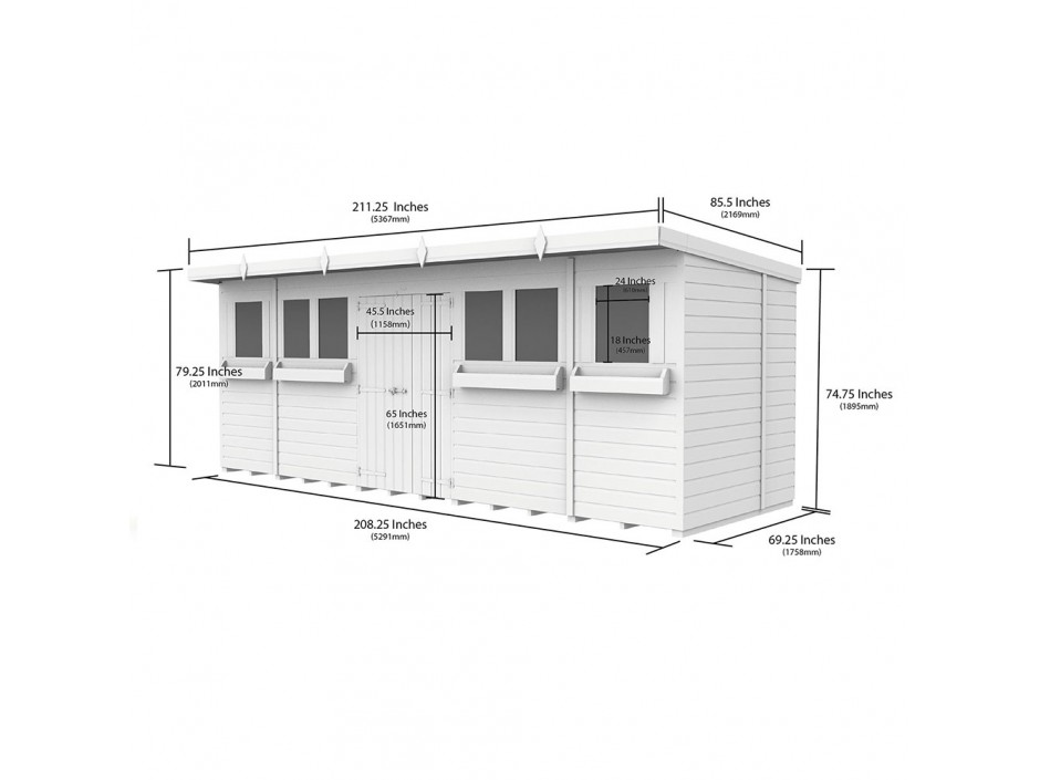 F&F 18ft x 6ft Pent Summer Shed