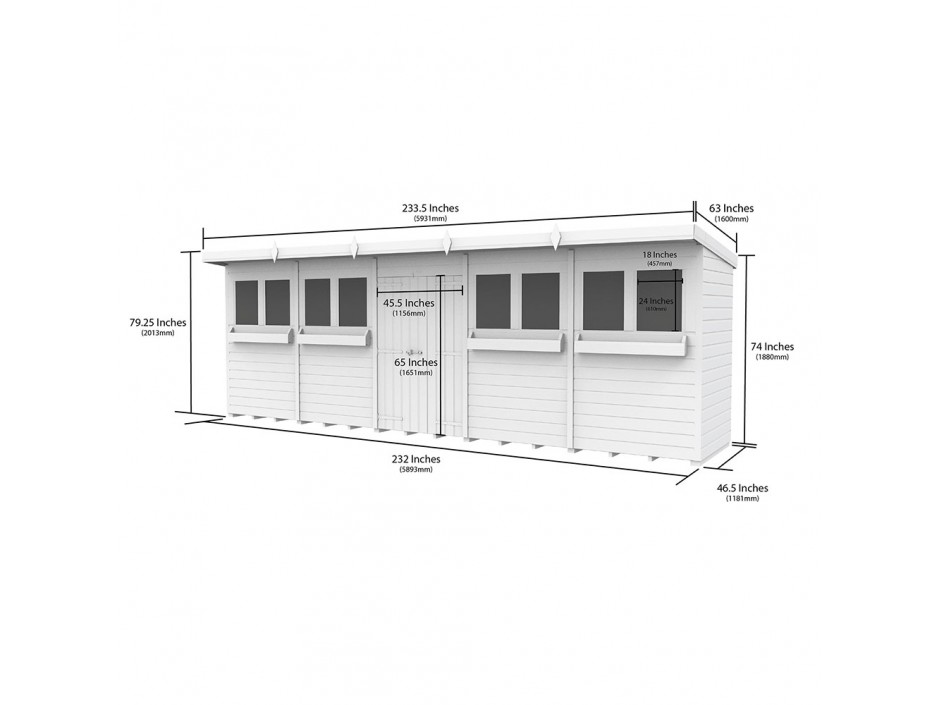 F&F 20ft x 4ft Pent Summer Shed