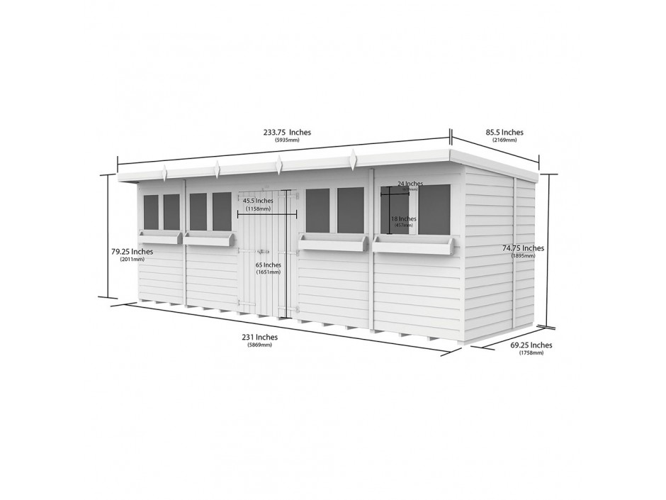 F&F 20ft x 6ft Pent Summer Shed