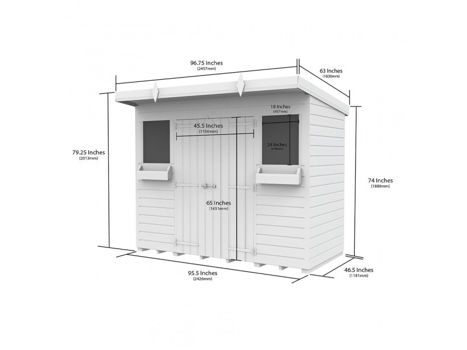 F&F 8ft x 4ft Pent Summer Shed