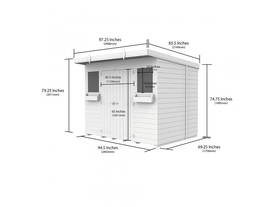 F&F 8ft x 6ft Pent Summer Shed