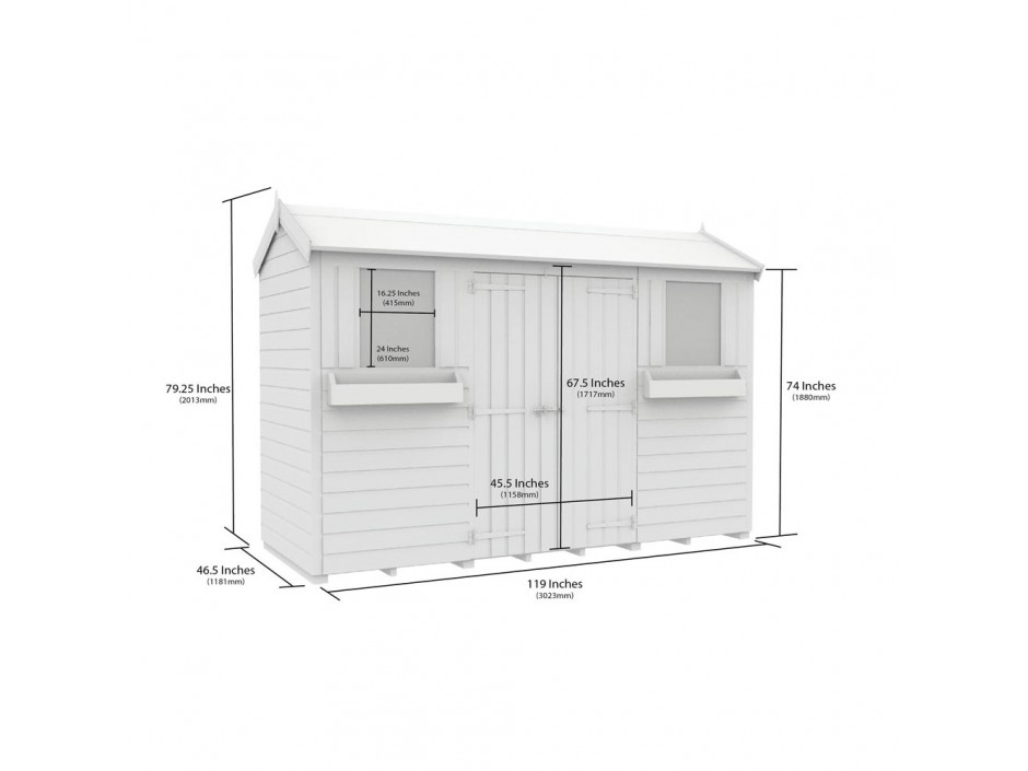 F&F 4ft x 10ft Apex Summer Shed