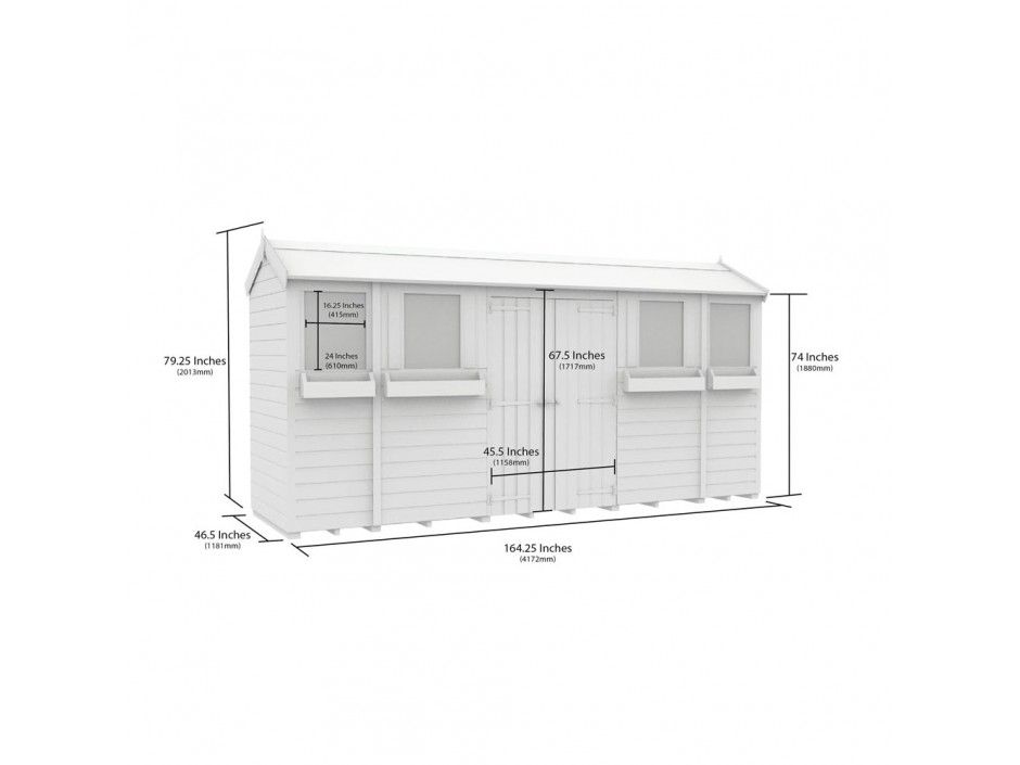 F&F 4ft x 14ft Apex Summer Shed