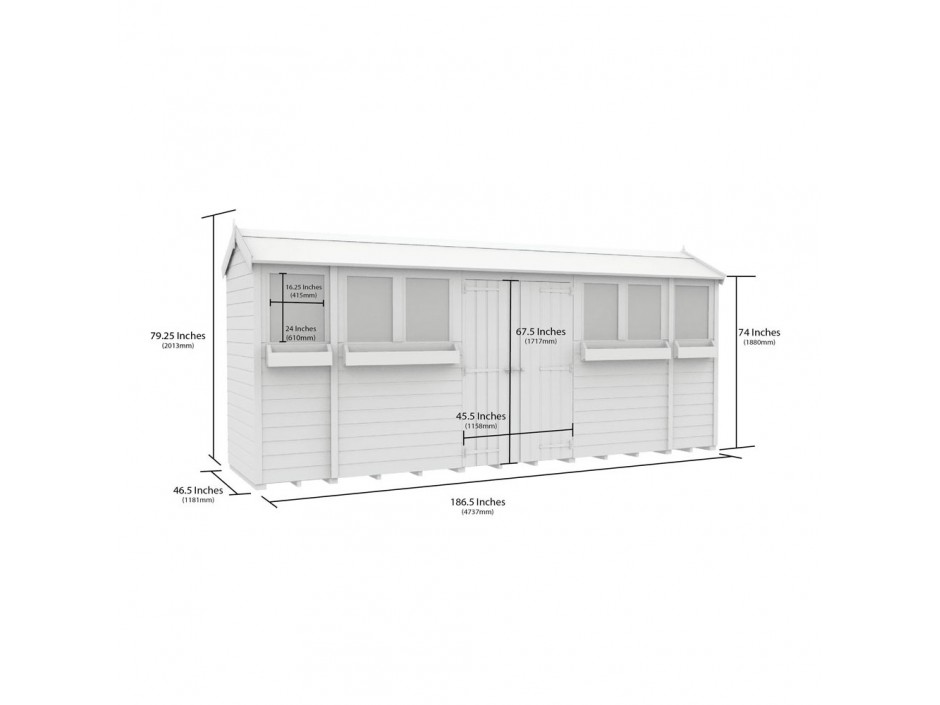 F&F 4ft x 16ft Apex Summer Shed