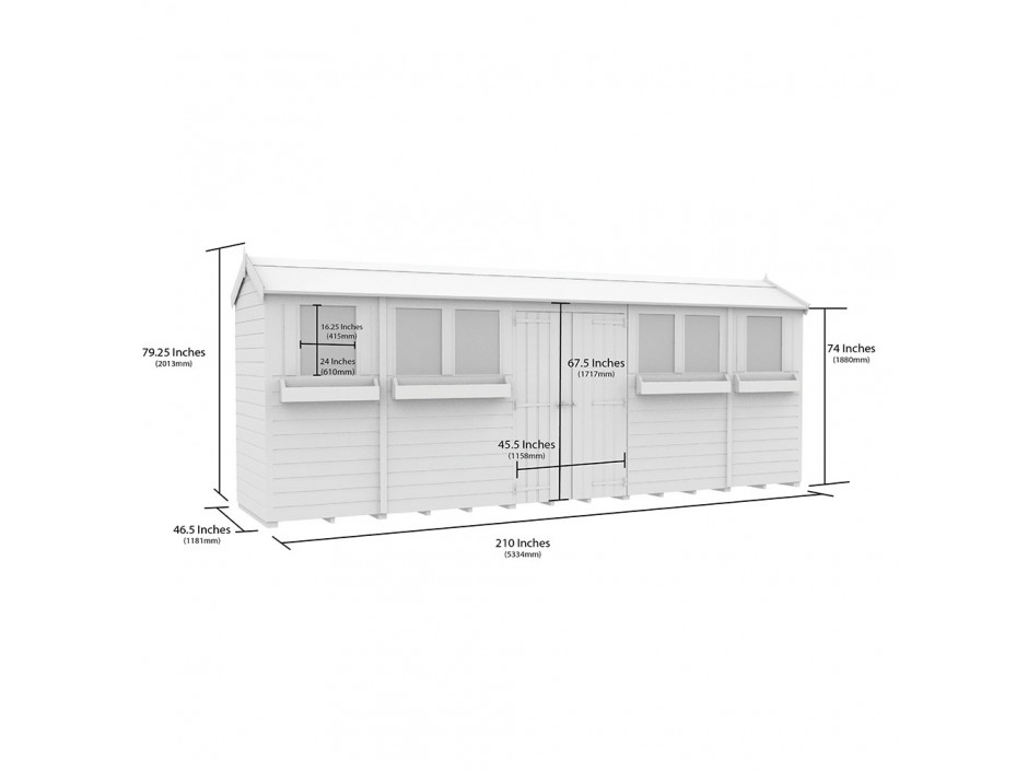 F&F 4ft x 18ft Apex Summer Shed