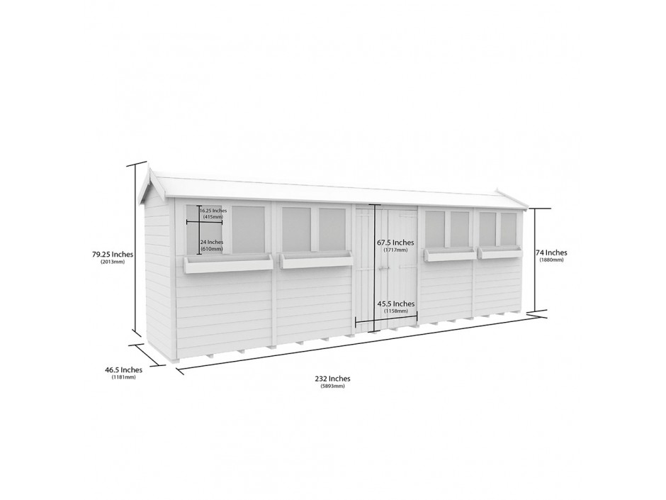 F&F 4ft x 20ft Apex Summer Shed