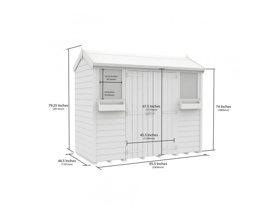 F&F 4ft x 8ft Apex Summer Shed