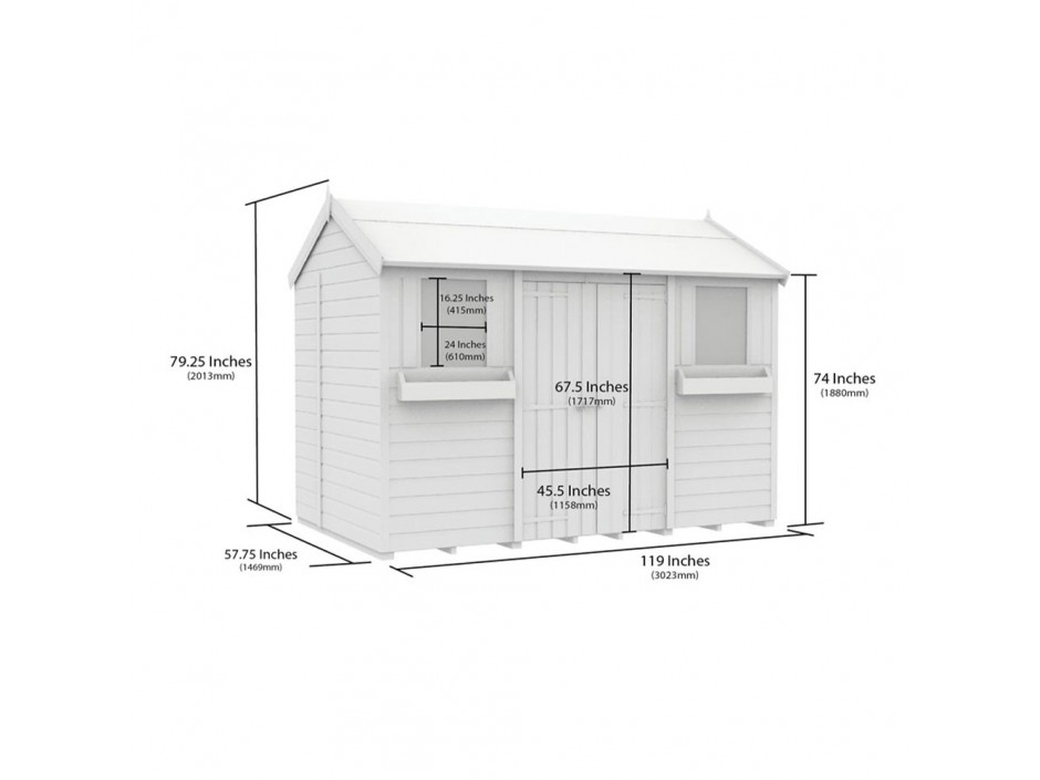 F&F 5ft x 10ft Apex Summer Shed