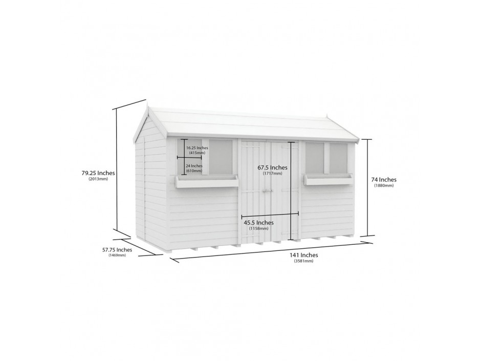 F&F 5ft x 14ft Apex Summer Shed