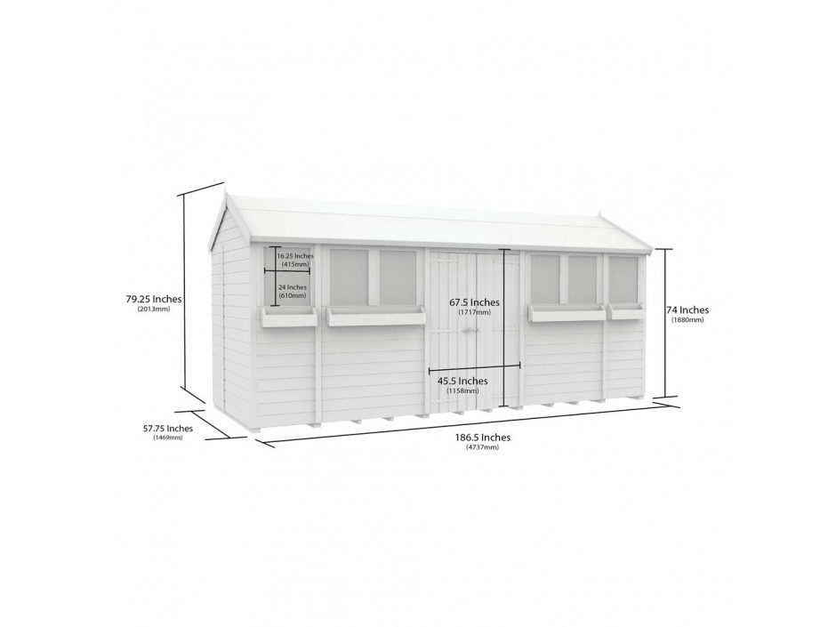 F&F 5ft x 16ft Apex Summer Shed