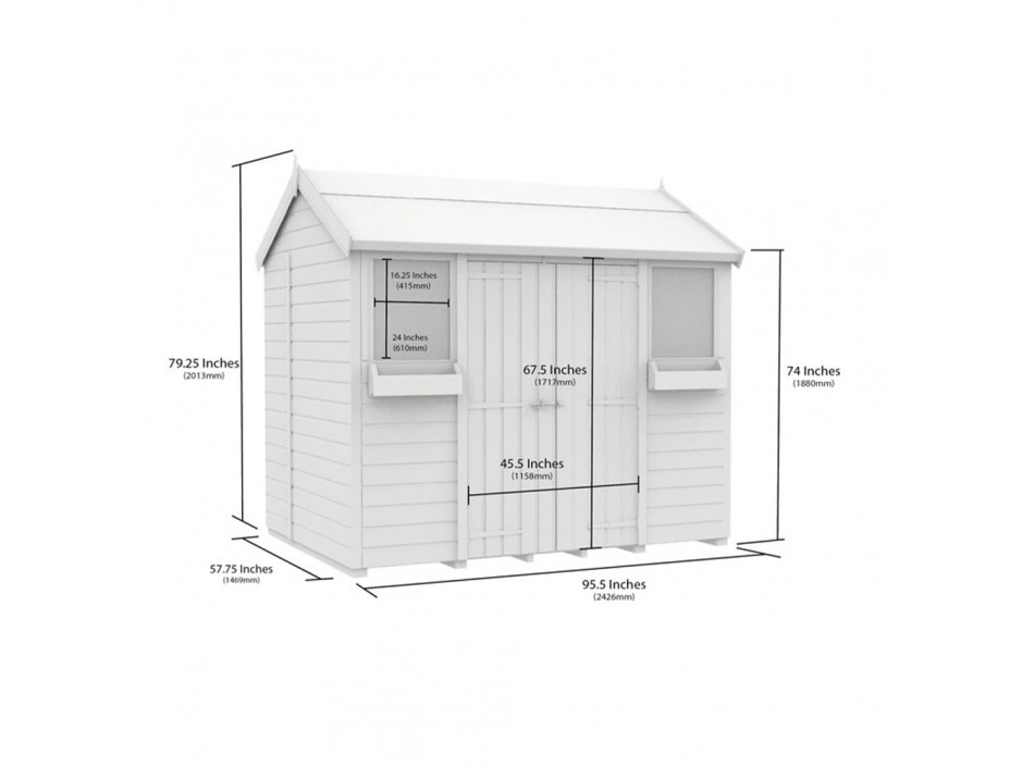 F&F 5ft x 8ft Apex Summer Shed