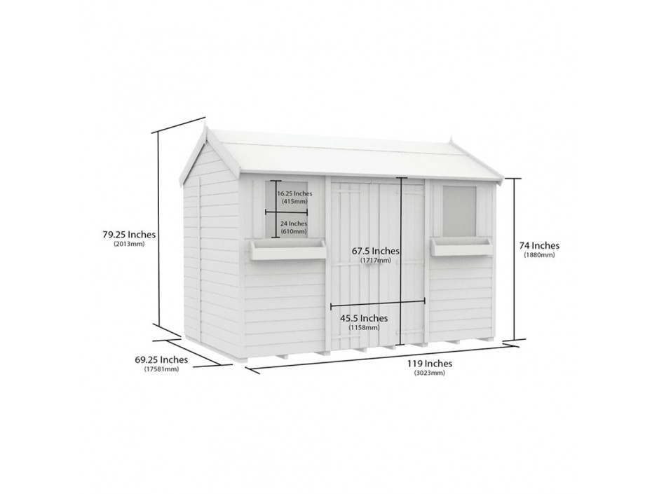 F&F 6ft x 10ft Apex Summer Shed