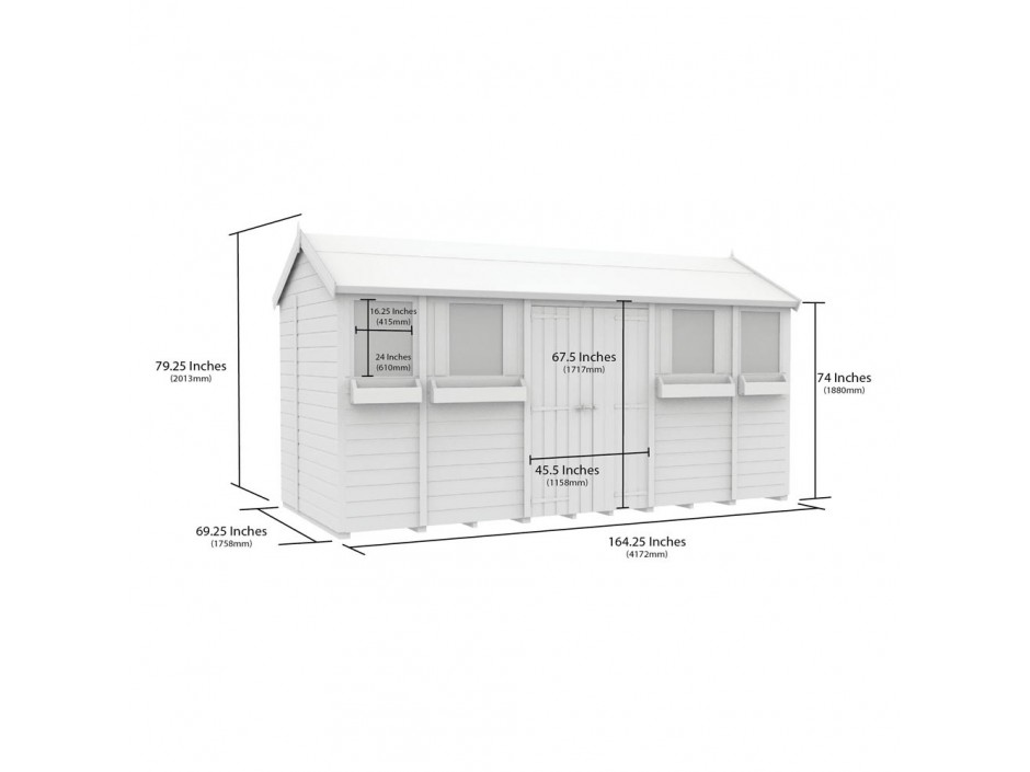 F&F 6ft x 14ft Apex Summer Shed