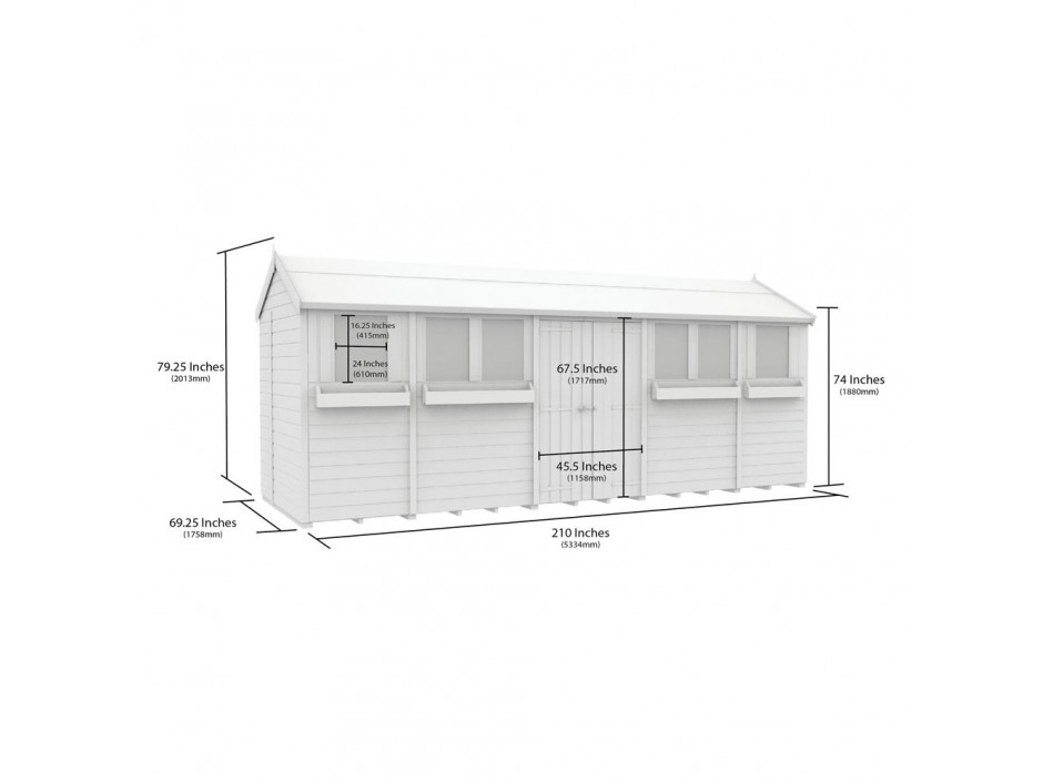 F&F 6ft x 18ft Apex Summer Shed