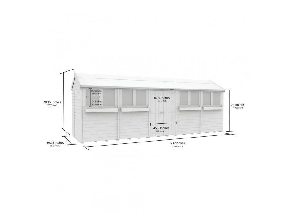 F&F 6ft x 20ft Apex Summer Shed