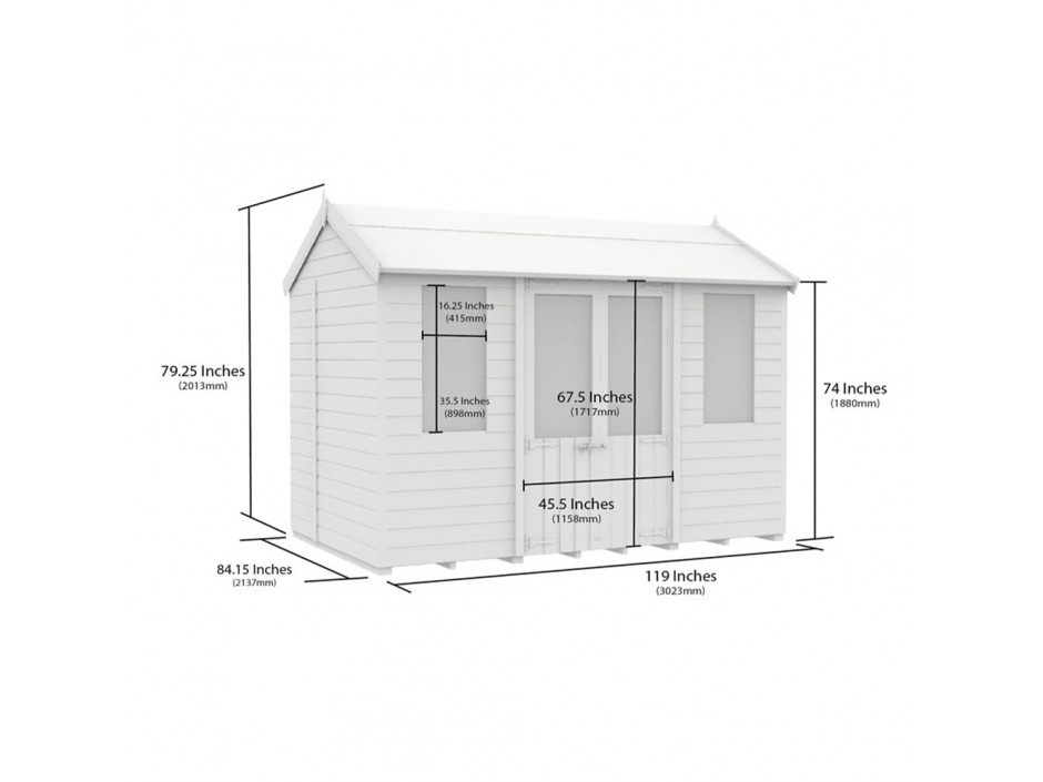 F&F 7ft x 10ft Apex Summer Shed