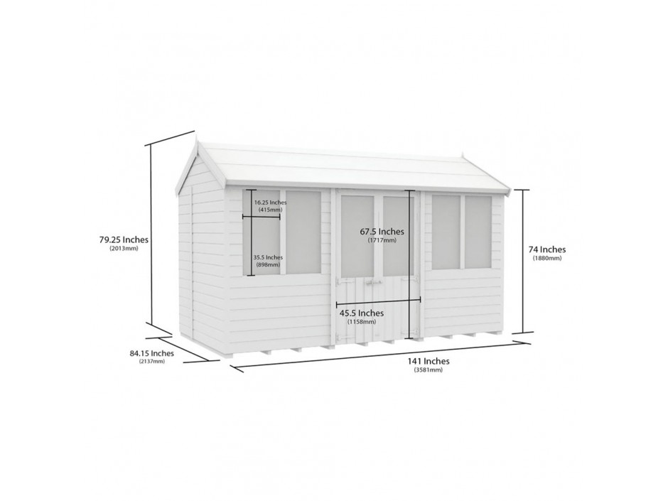 F&F 7ft x 12ft Apex Summer Shed
