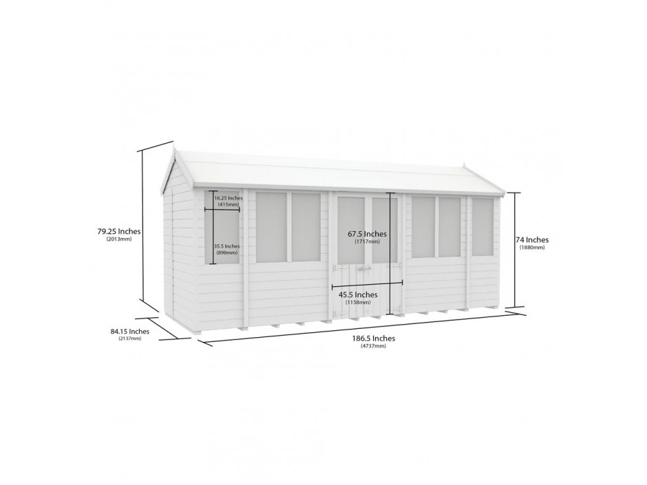 F&F 7ft x 16ft Apex Summer Shed