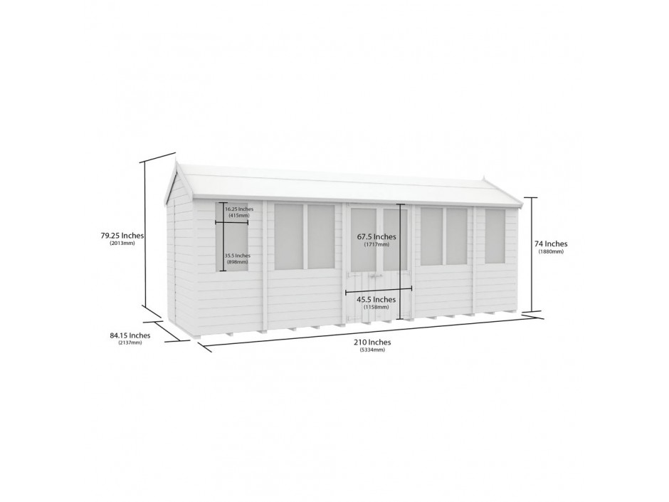 F&F 7ft x 18ft Apex Summer Shed
