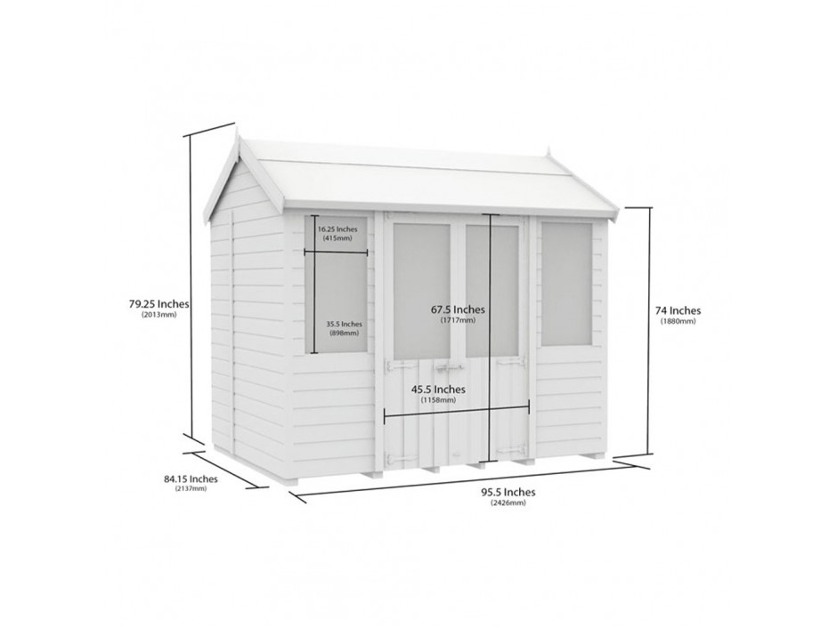 F&F 7ft x 8ft Apex Summer Shed