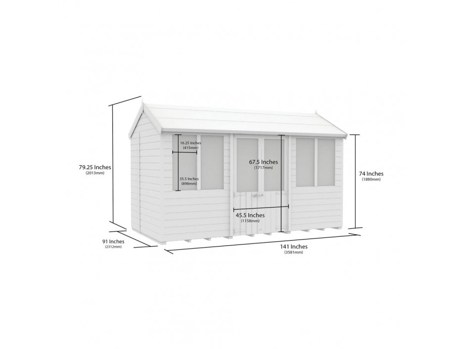F&F 8ft x 12ft Apex Summer Shed