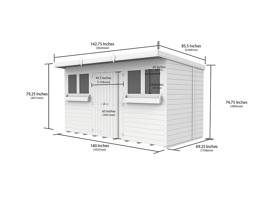 12ft x 6ft Pent Summer Shed Loglap