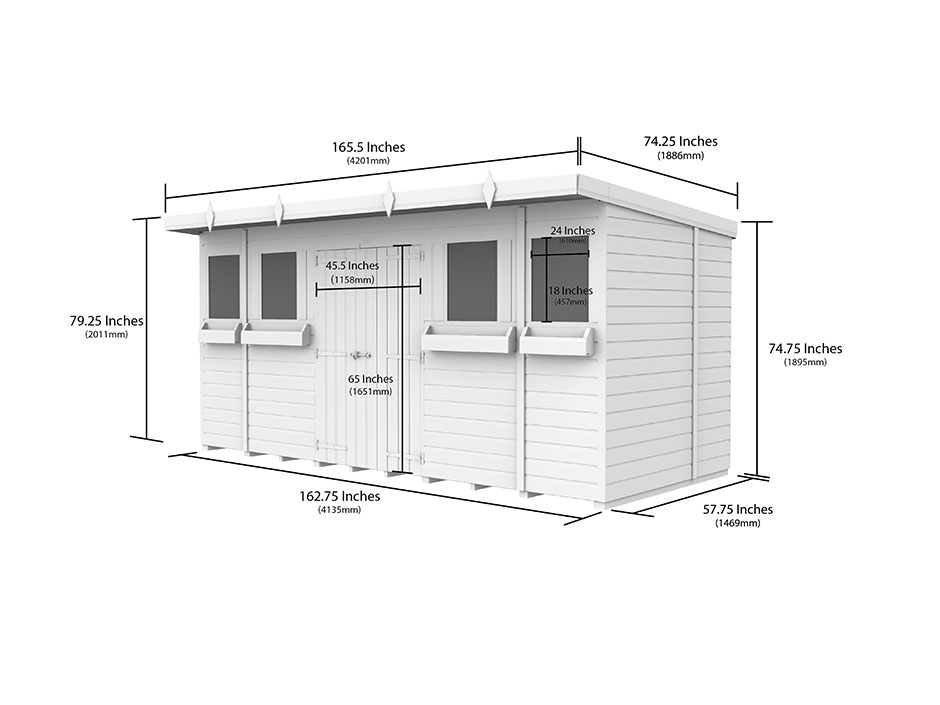 14ft x 5ft Pent Summer Shed Loglap