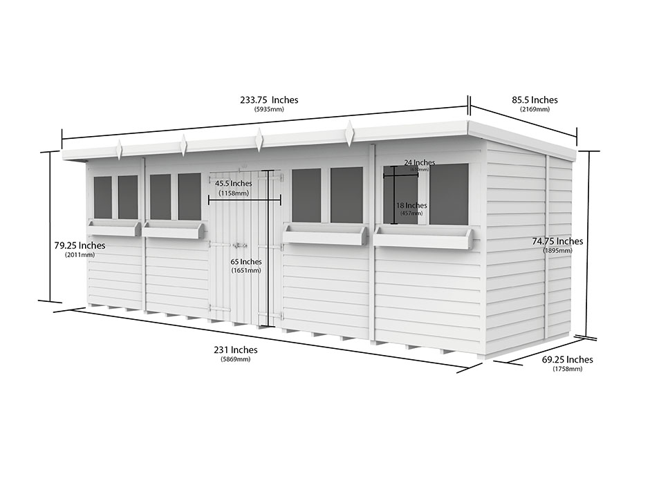 20ft x 6ft Pent Summer Shed Loglap