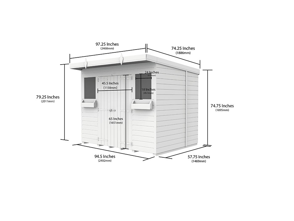 8ft x 5ft Pent Summer Shed Loglap