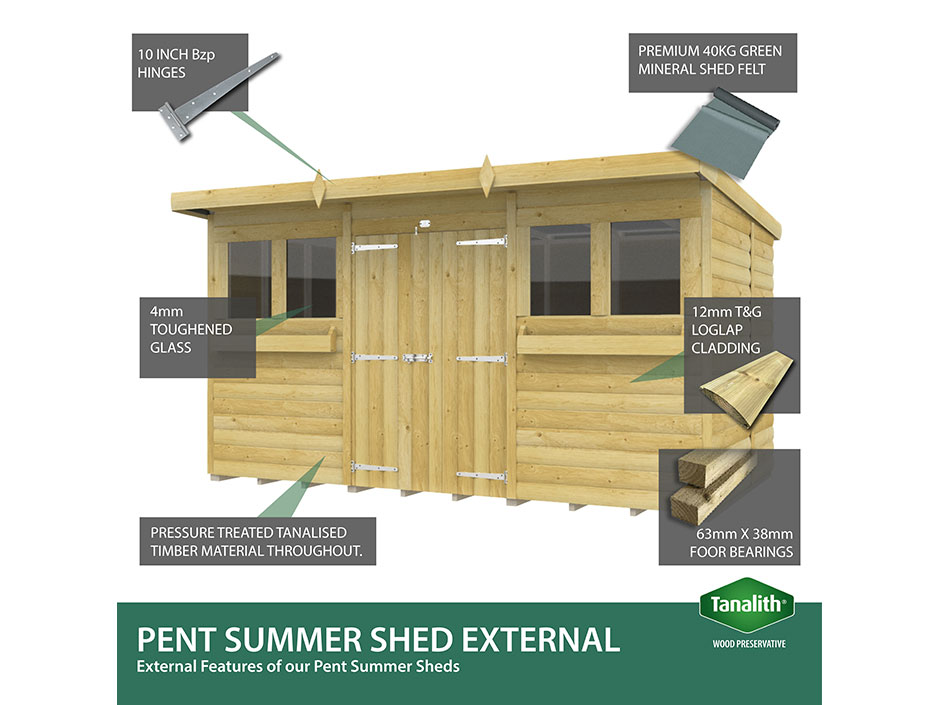 8ft x 5ft Pent Summer Shed Loglap