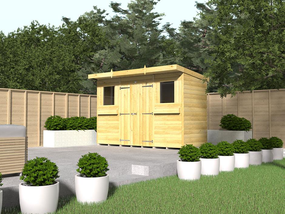 18ft x 4ft Pent Summer Shed Loglap