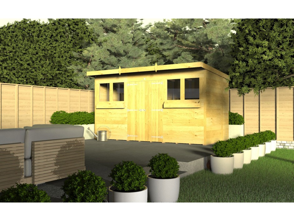 F&F 10ft x 4ft Pent Summer Shed