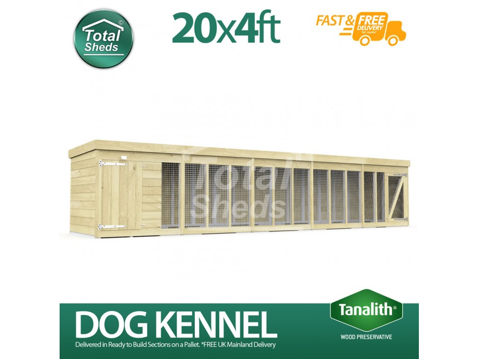 20ft X 4ft Dog Kennel and Run