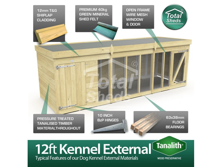 12ft X 4ft Dog Kennel and Run
