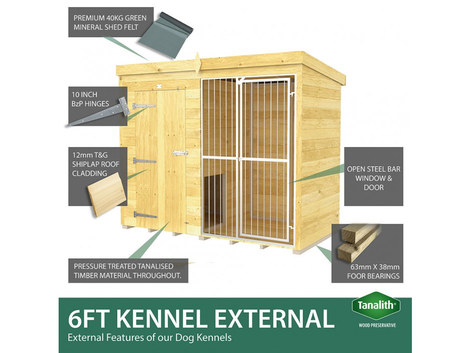 8ft X 4ft Dog Kennel and Run Full Height with Bars