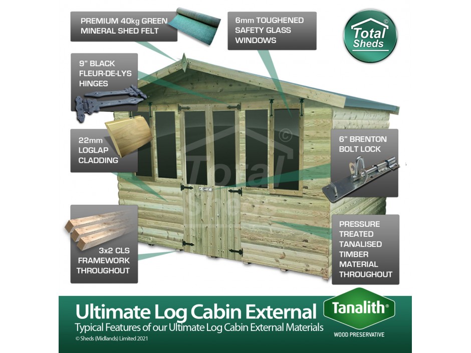 20ft X 7ft Log Cabin
