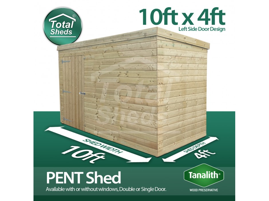 10ft x 4ft Pent Shed