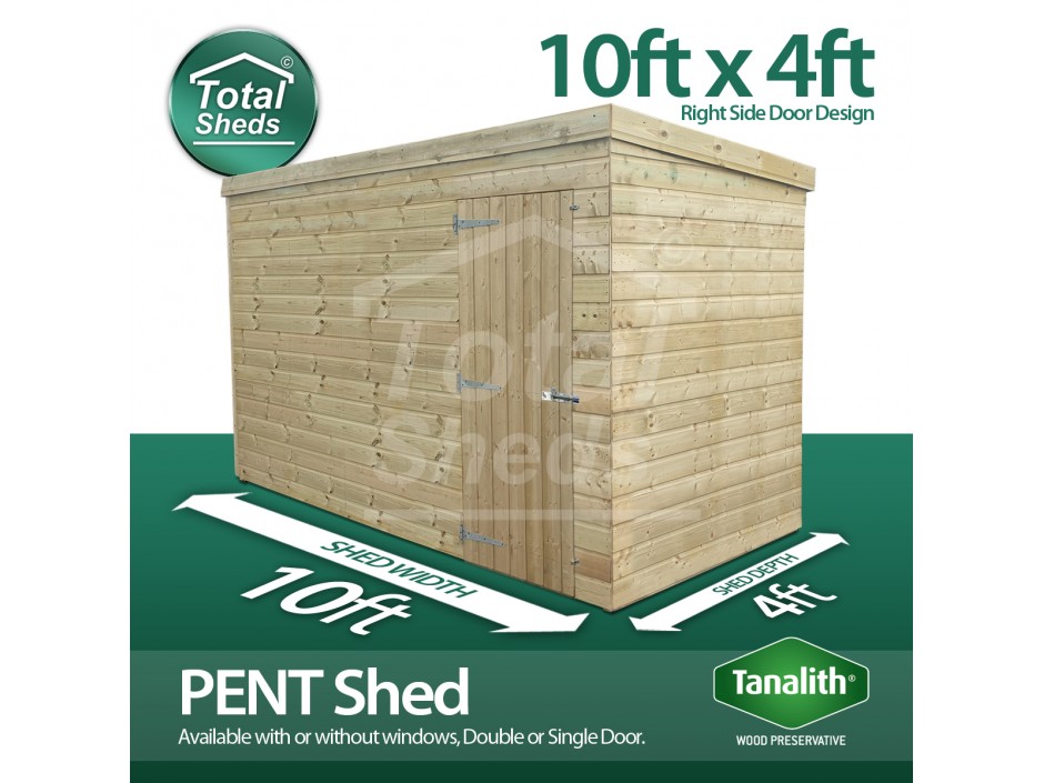 10ft x 4ft Pent Shed