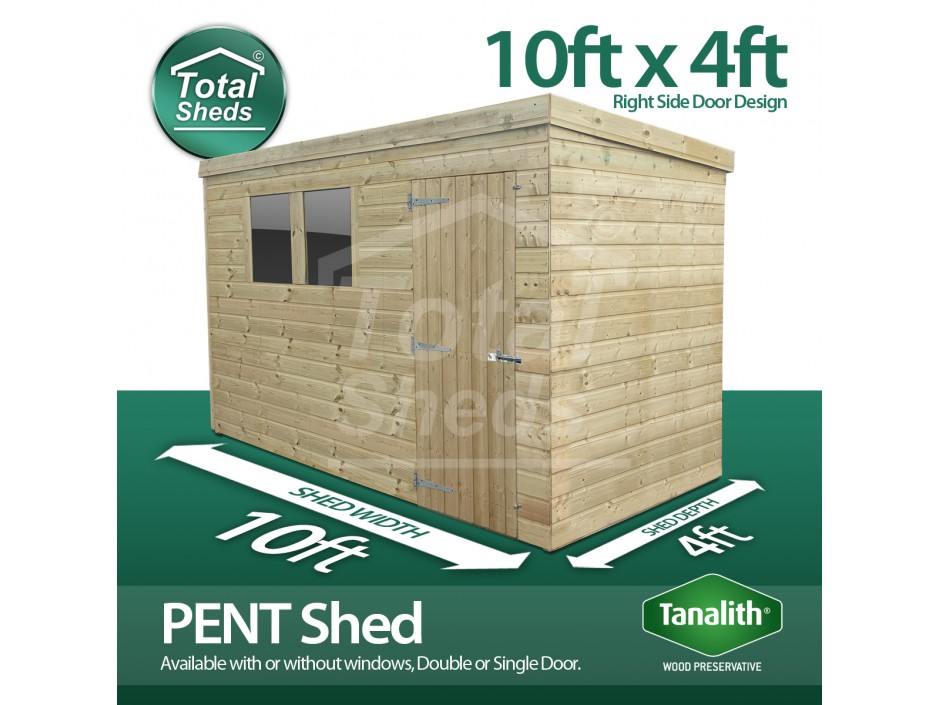 10ft x 4ft Pent Shed