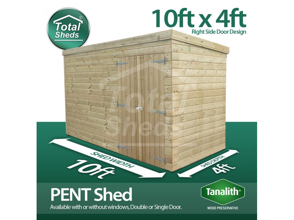 10ft x 4ft Pent Shed