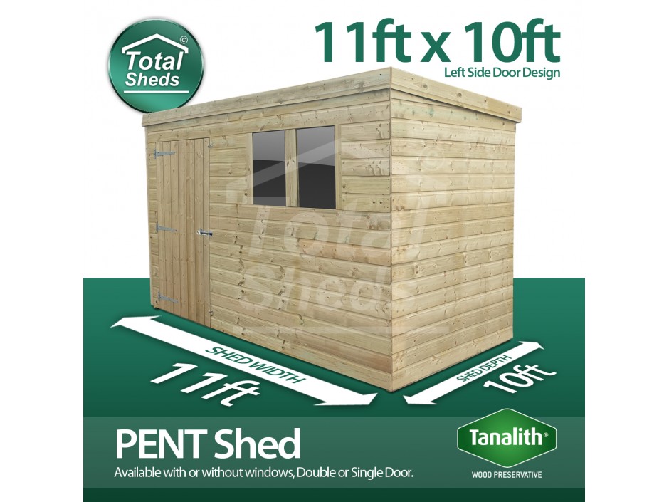 11ft X 10ft Pent Shed